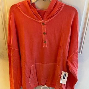 BRAND NEW Old Navy Pink Special Dyed Pull On  Hooded Light Sweatshirt size XXL